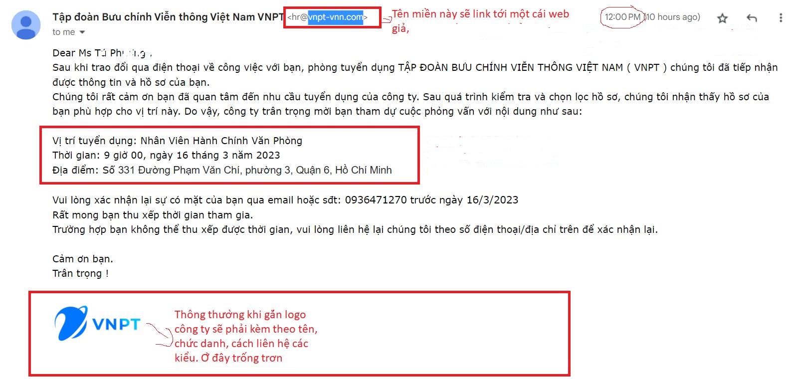 Cảnh báo mạo danh doanh nghiệp lớn gửi mail lừa đảo tuyển dụng