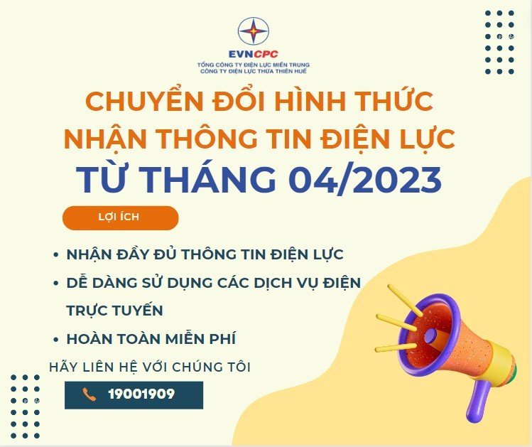 Chuyển đổi hình thức nhận thông tin điện lực
