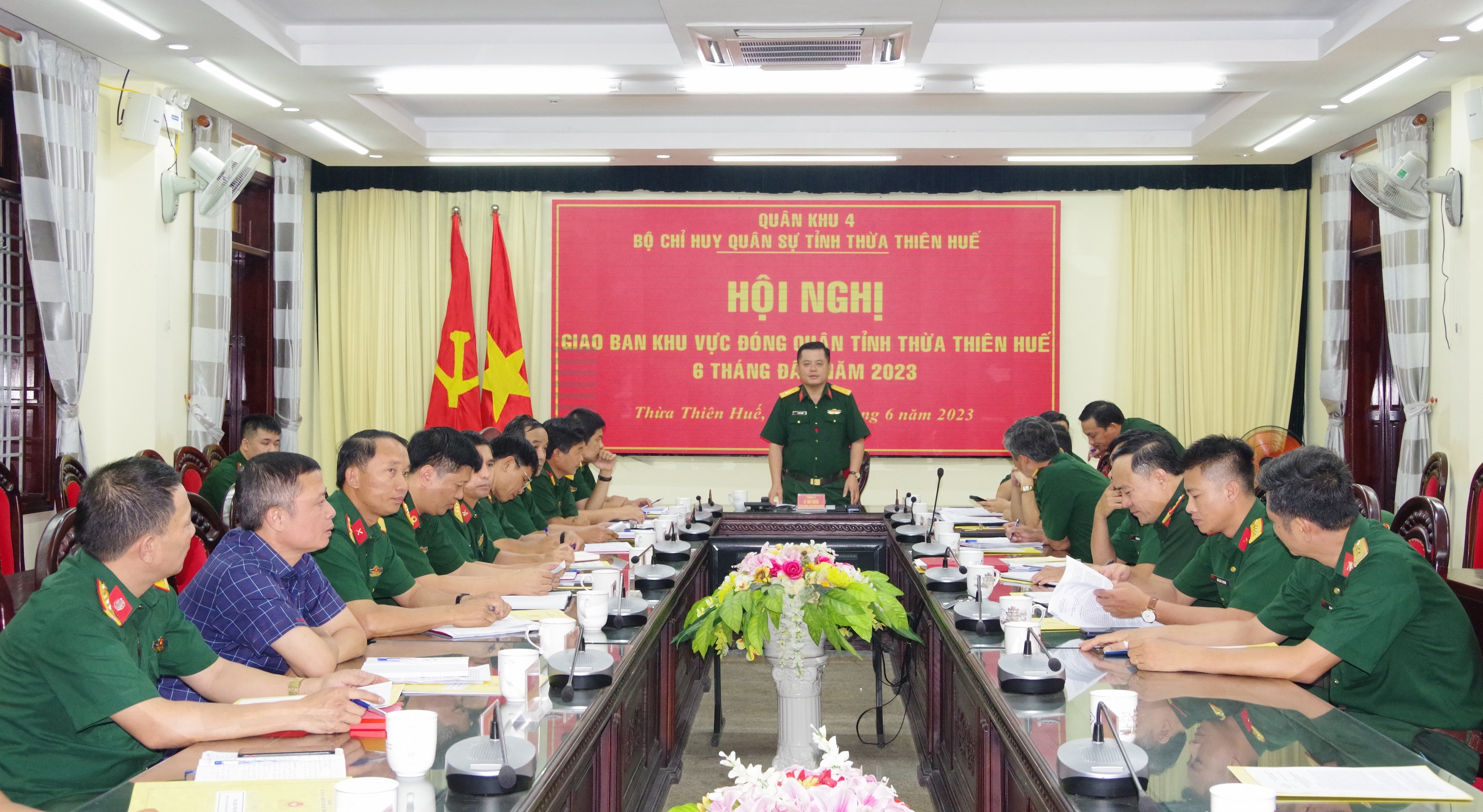 Giao ban khu vực đóng quân canh phòng 6 tháng đầu năm 2023