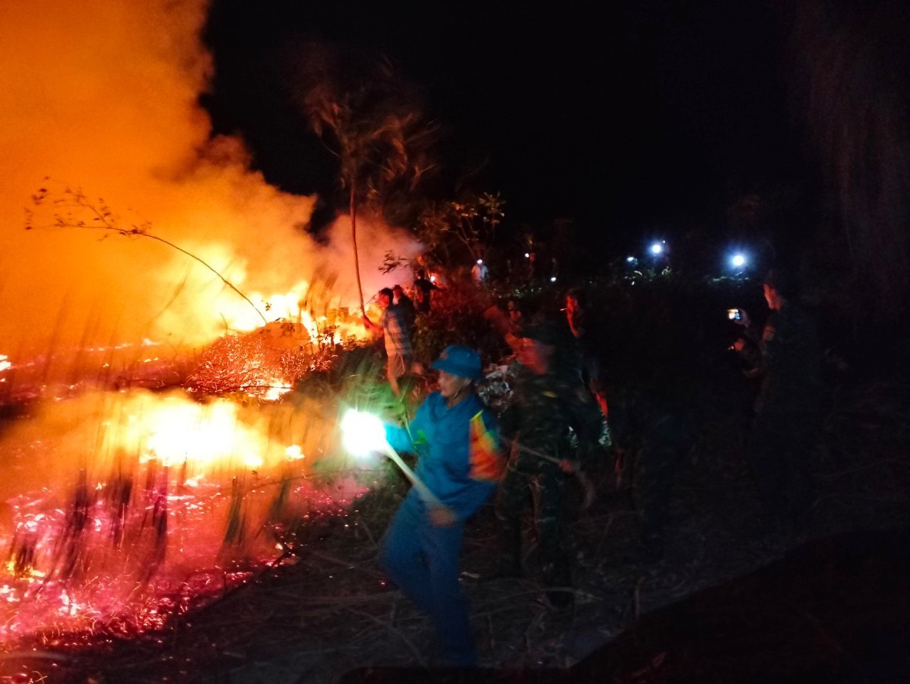 Khống chế thành công cháy rừng trong đêm