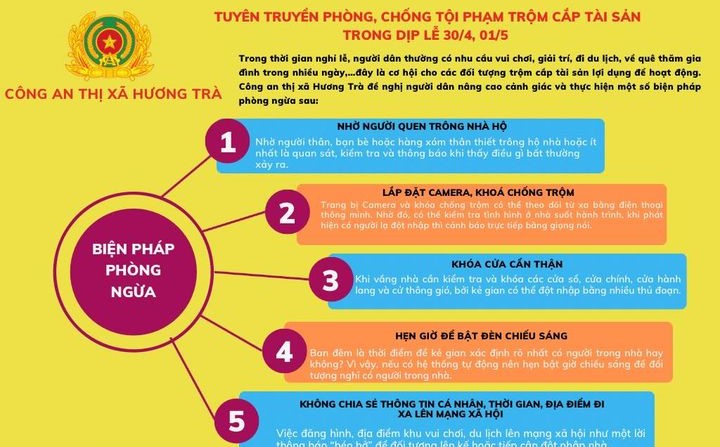 Đề phòng lừa đảo, trộm cắp dịp nghỉ lễ