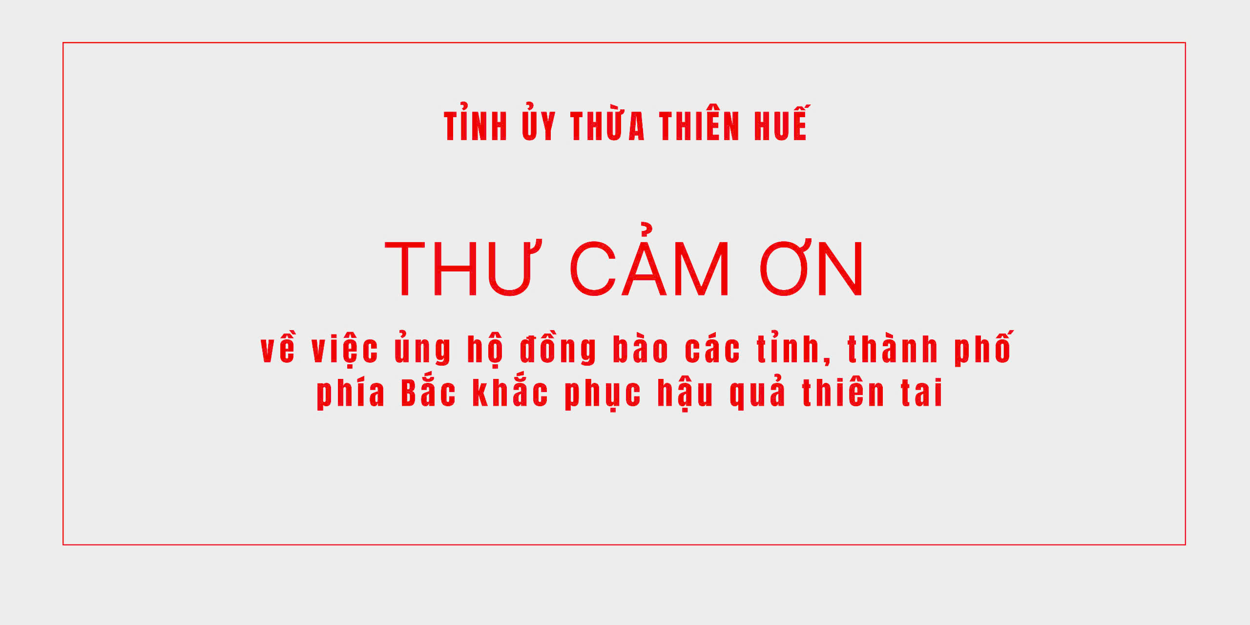 Thư cảm ơn về việc ủng hộ đồng bào miền Bắc khắc phục hậu quả thiên tai