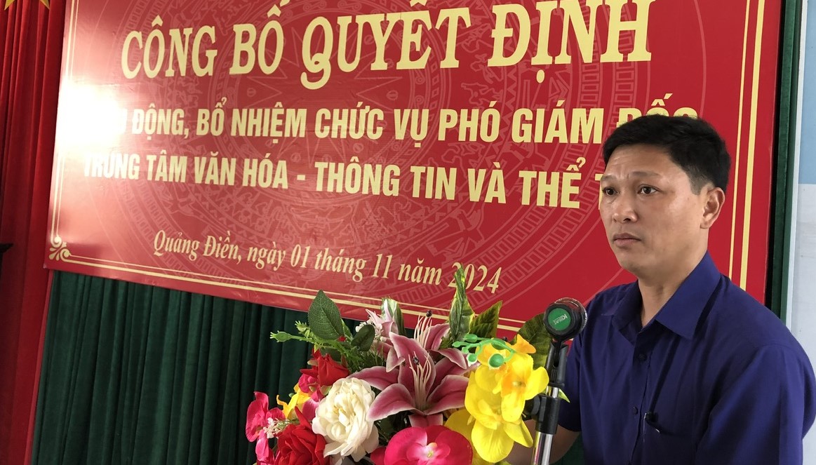 Quảng Điền Điều động, bổ nhiệm cán bộ lãnh đạo chủ chốt