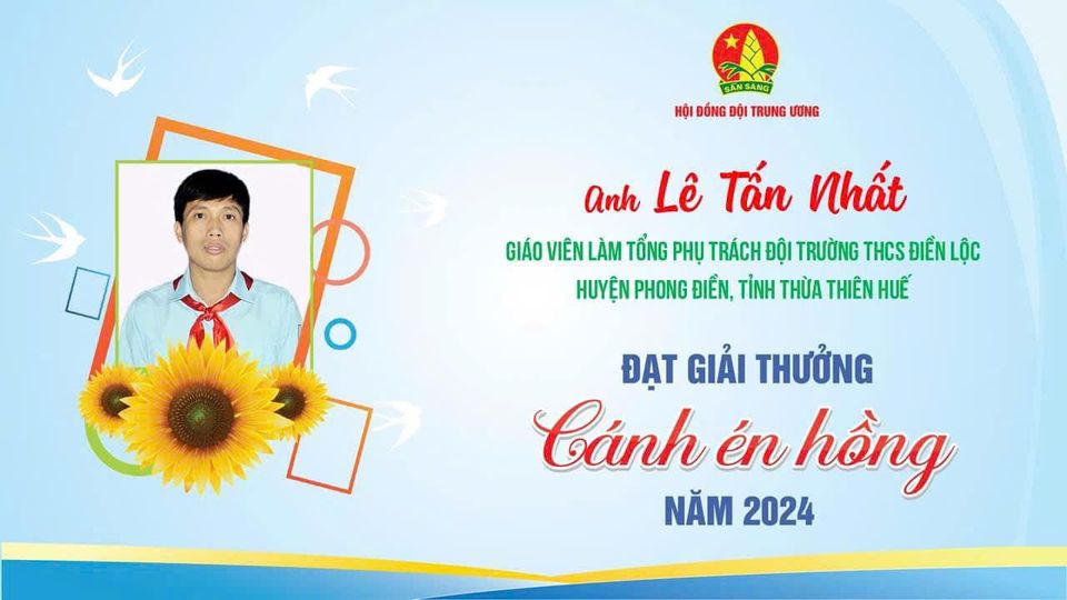 Thầy giáo Lê Tấn Nhất đạt giải thưởng “Cánh én hồng” năm 2024
