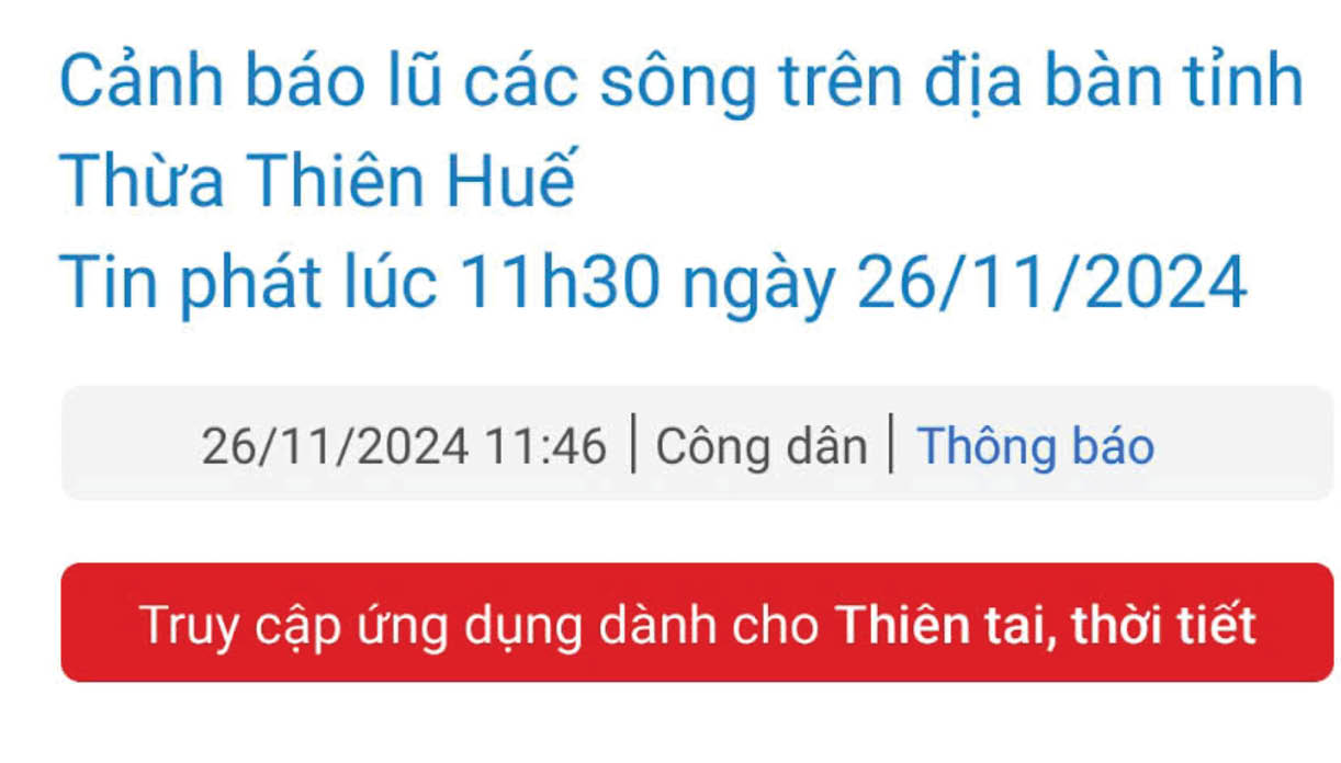 Hiệu quả từ cảnh báo, phòng chống thiên tai qua ứng dụng Hue-S
