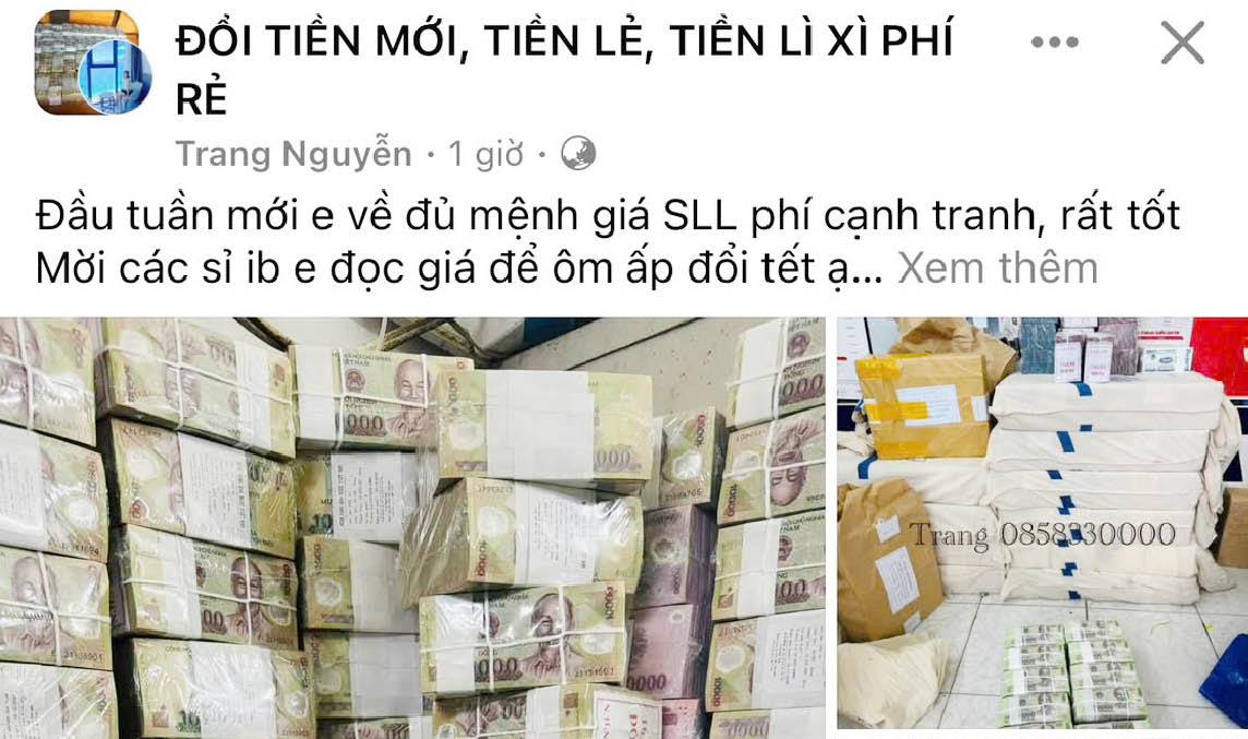 Cẩn trọng với dịch vụ đổi tiền trên mạng xã hội
