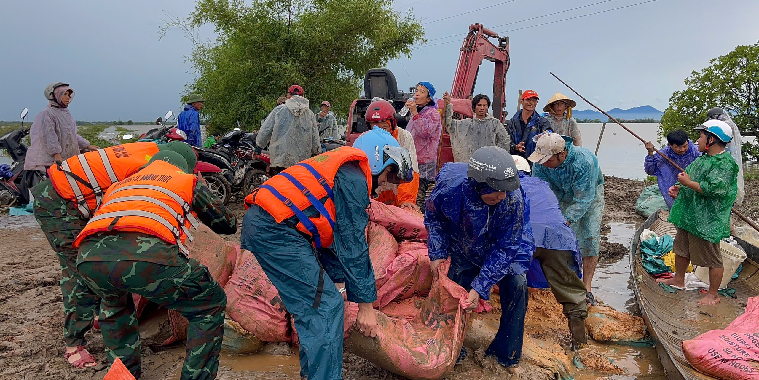 Huy động lực lượng, khẩn trương gia cố đê bị vỡ