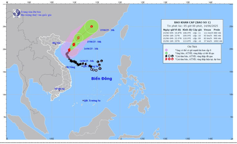 Bão số 1 giật cấp 13, cách đảo Bạch Long Vĩ khoảng 140km về phía Đông