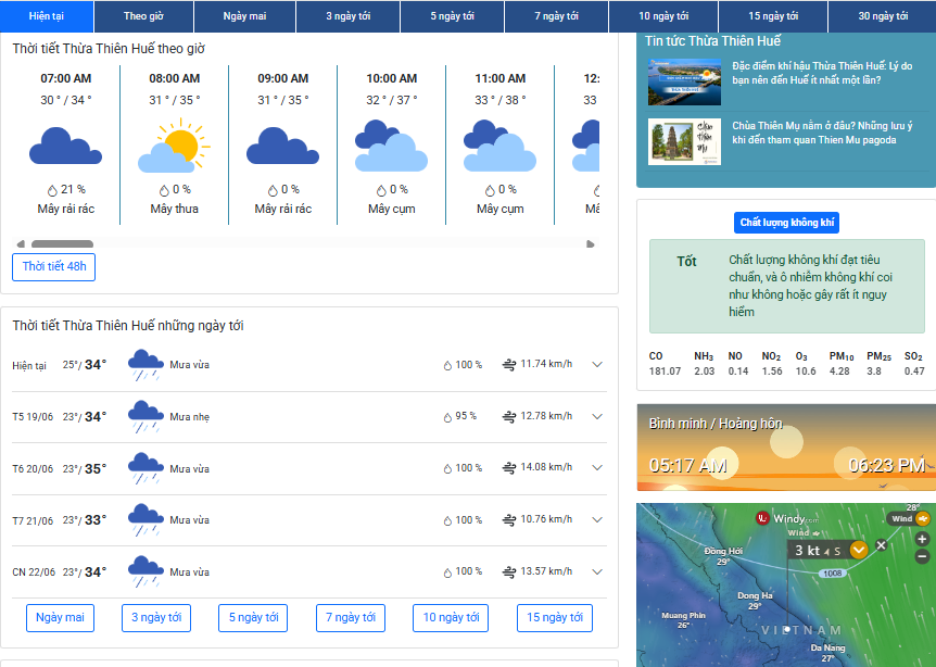 Cách xem dự báo thời tiết Huế nhanh chóng chính xác