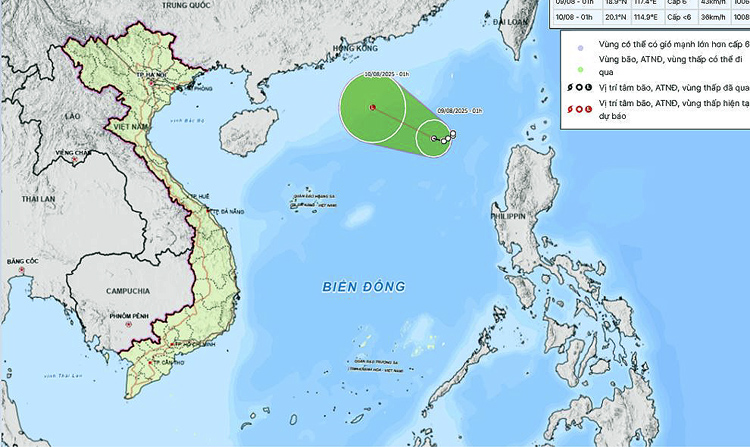 Thời tiết ngày 9 8 Mưa dông diện rộng tại Trung Bộ và Nam Bộ, áp thấp nhiệt đới trên Biển Đông