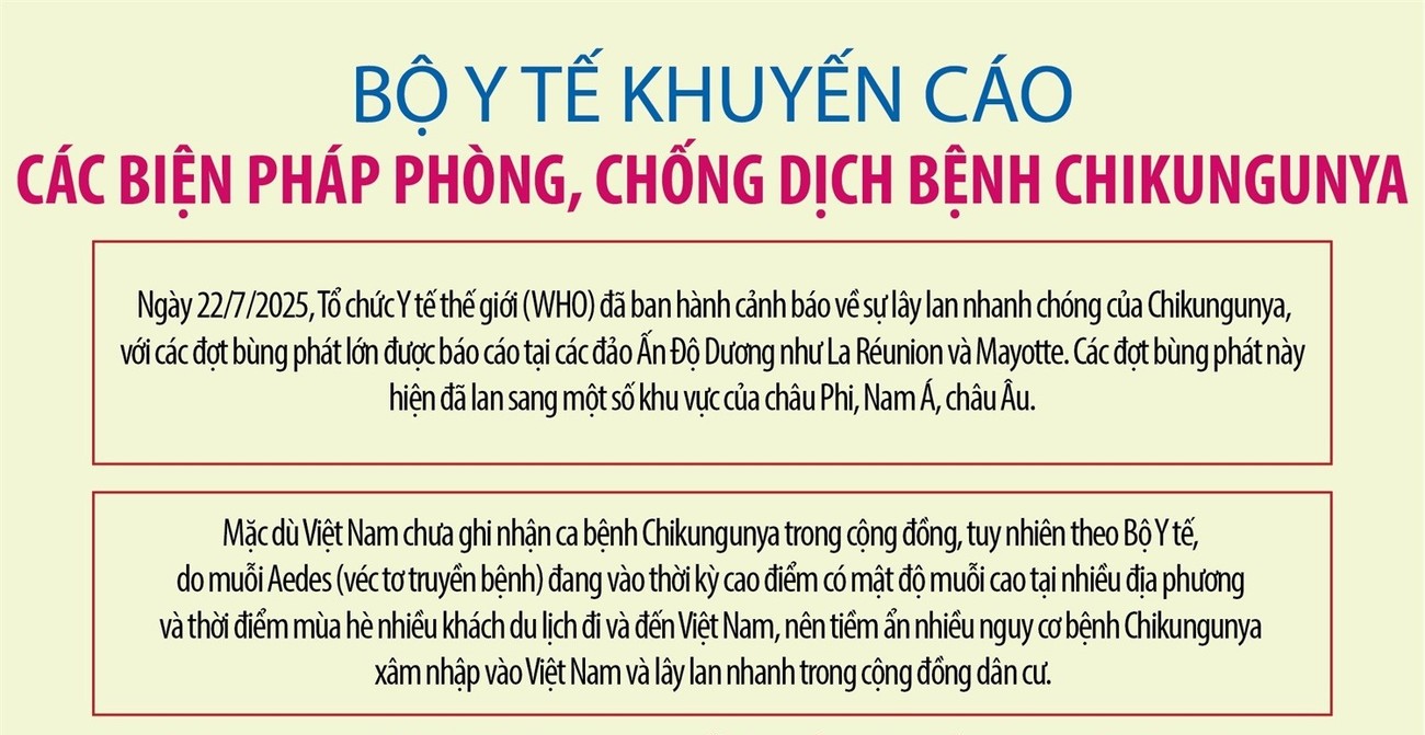 Bộ Y tế khuyến cáo các biện pháp phòng, chống dịch bệnh Chikungunya do muỗi lan truyền