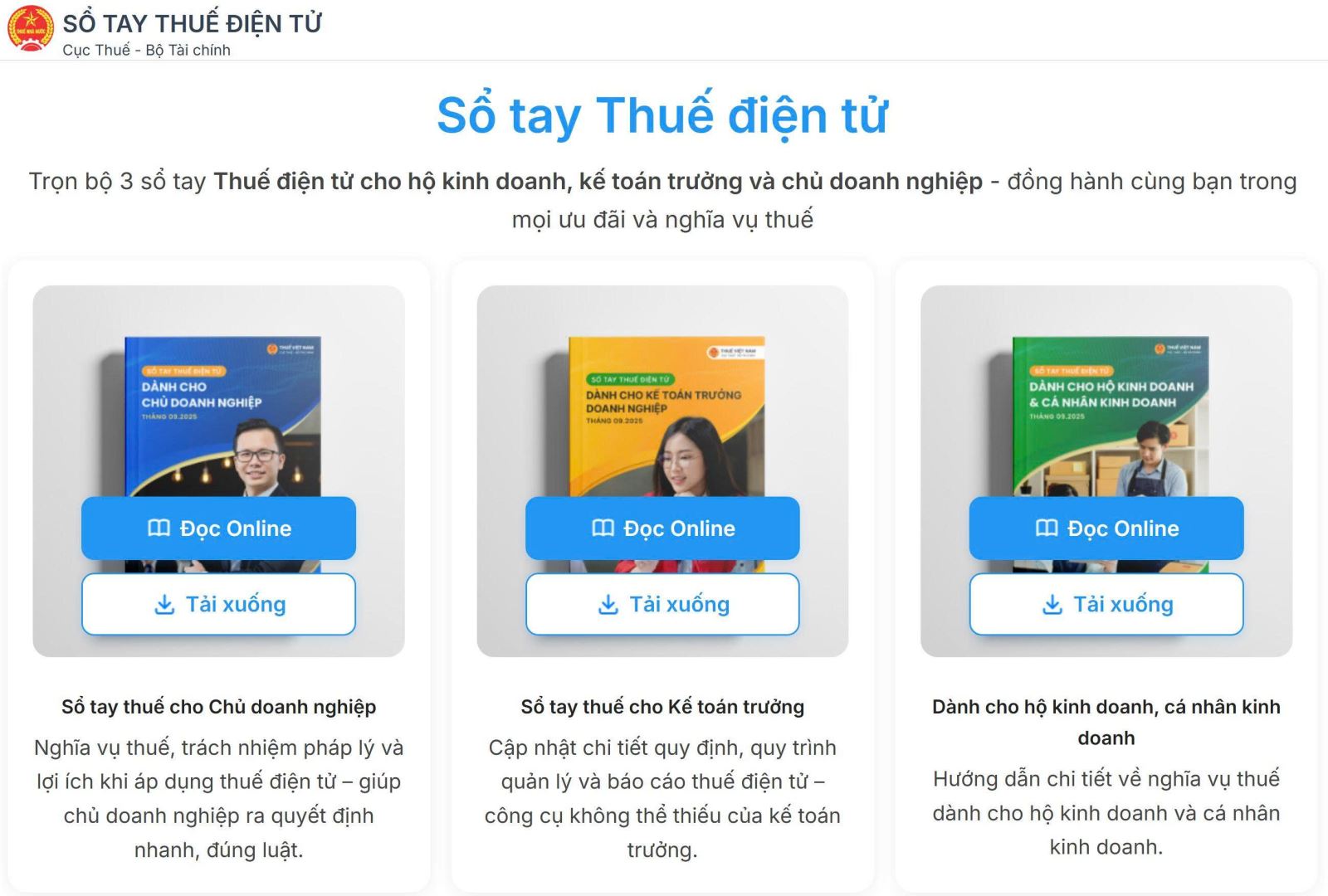 Cục Thuế giới thiệu bộ 3 cuốn Sổ tay điện tử hỗ trợ người nộp thuế