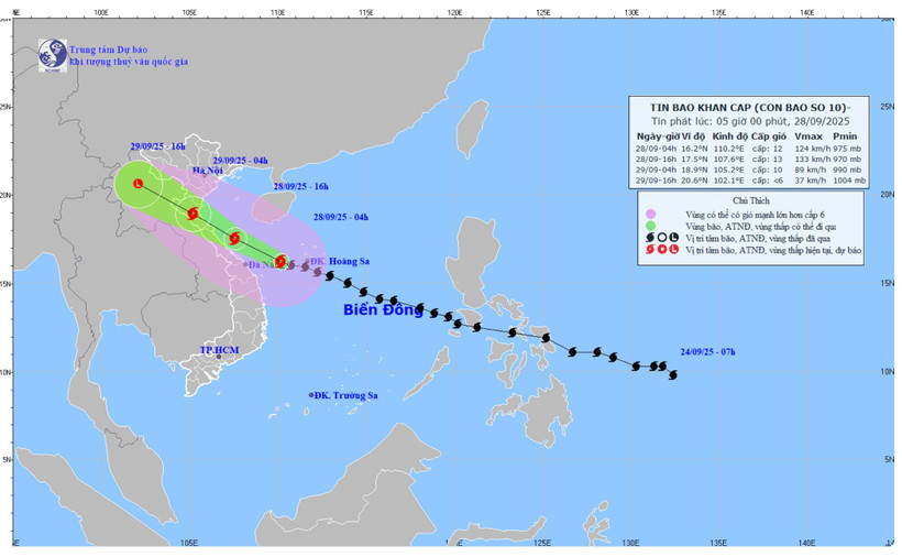 Bão Bualoi có khả năng mạnh thêm hướng về khu vực vùng biển Nghệ An-Quảng Trị