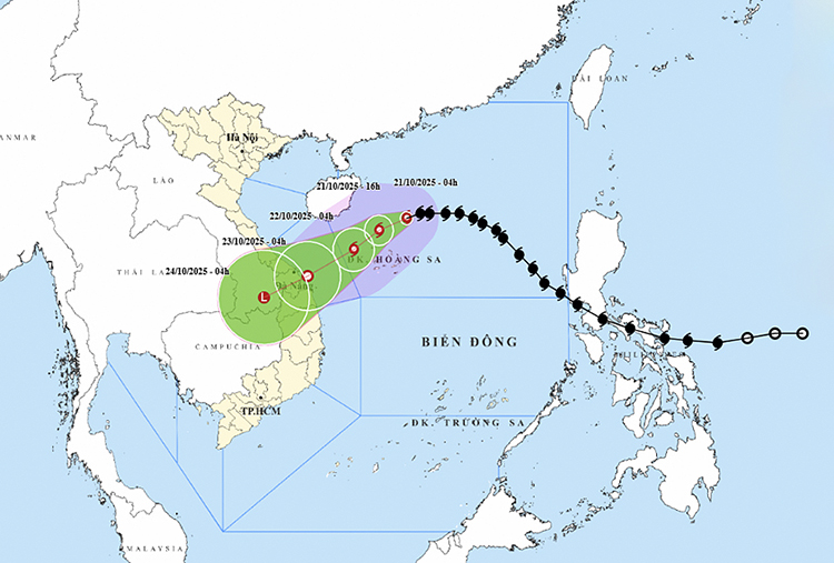 Thời tiết ngày 21 10 Bão số 12 mạnh cấp 10 hướng vào miền Trung