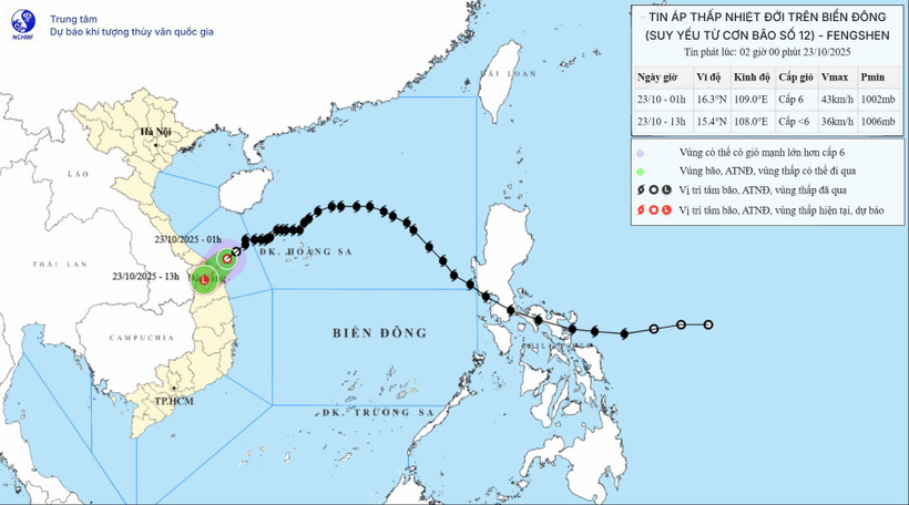 Bão số 12 suy yếu, hướng về đất liền Đà Nẵng đến Quảng Ngãi