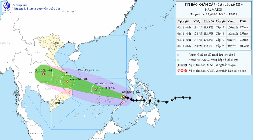 Bão số 13 Kalmaegi giật cấp 16, đi vào Biển Đông