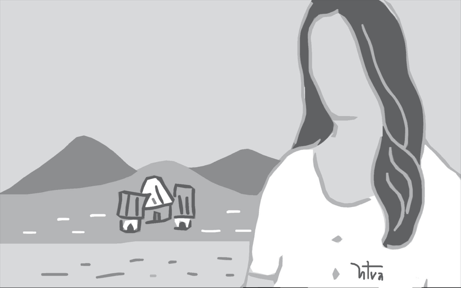 Tựa vào đá núi