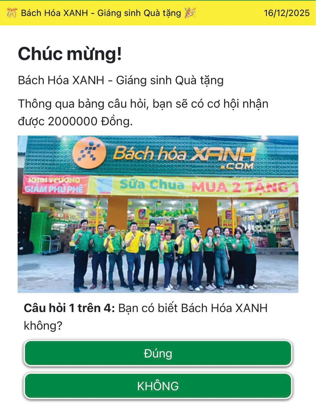Lừa đảo “nhận thưởng 2 triệu đồng” dịp Giáng sinh, tết Dương lịch
