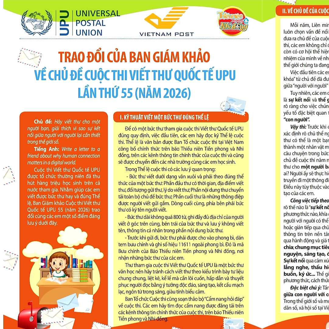 Phát động Cuộc thi Viết thư quốc tế UPU lần thứ 55 năm 2026