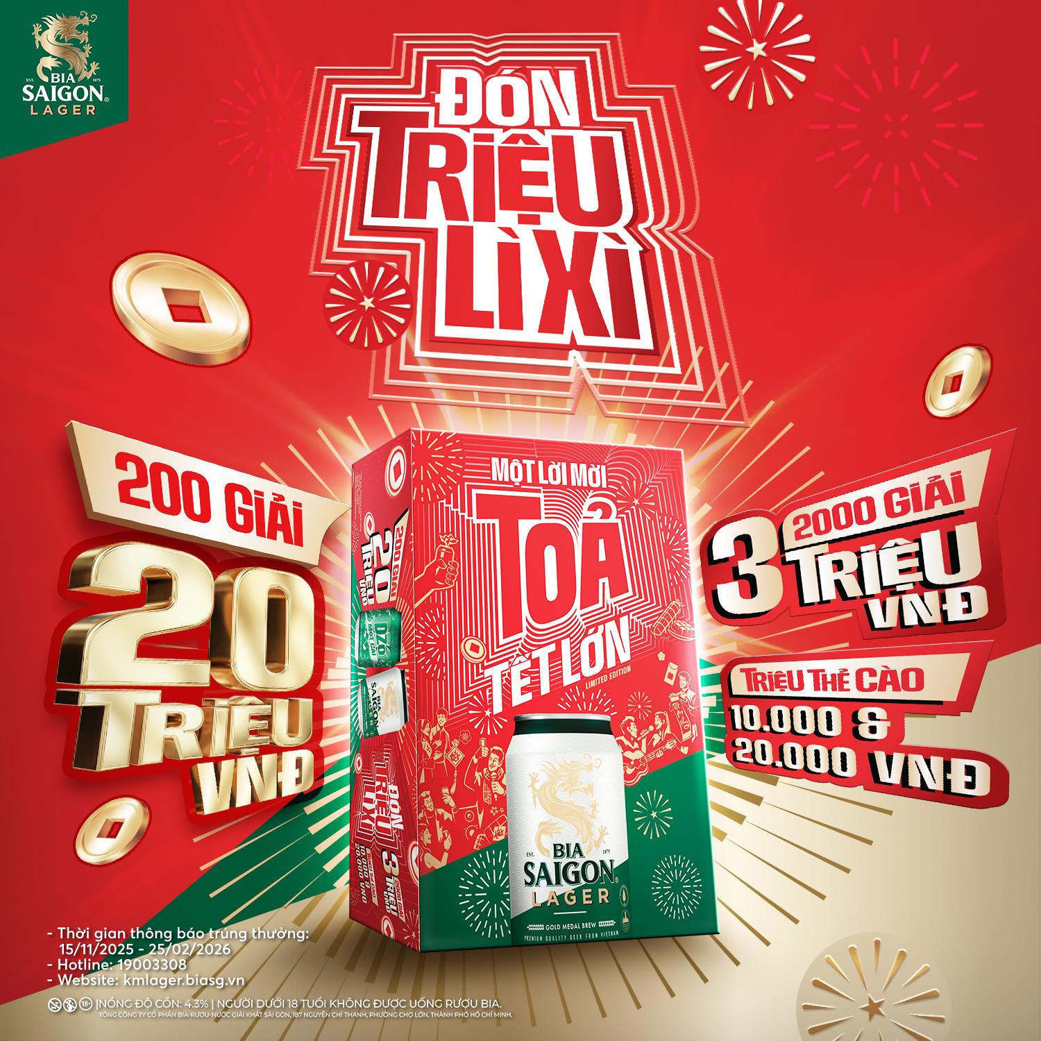 Trào lưu săn lì xì của Bia Saigon phủ sóng mọi nơi Niềm vui tỏa Tết lớn được hiện thực hóa theo cách cực độc đáo