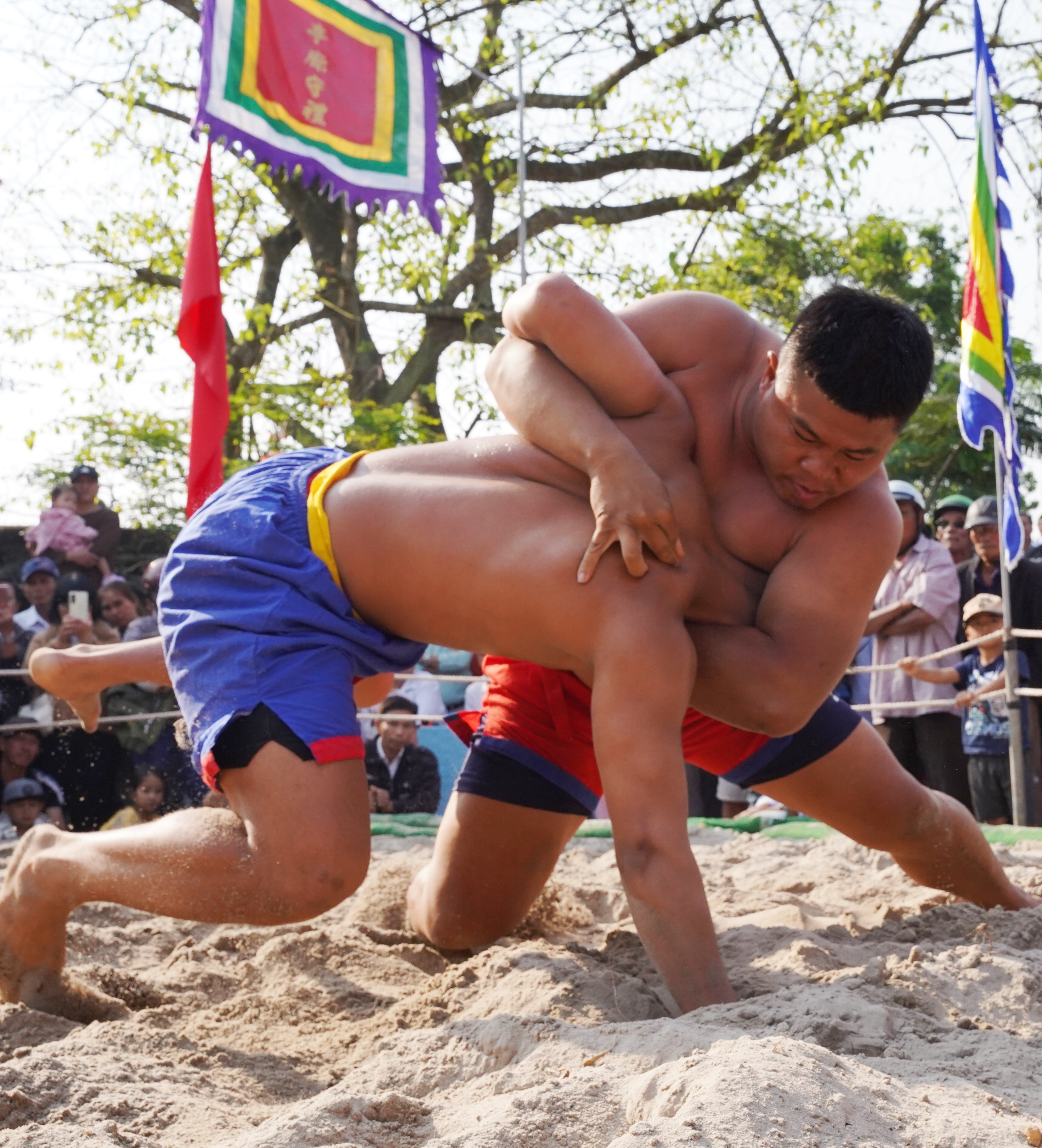 Thưởng lãm những đòn thế đẹp mắt tại hội vật làng Thủ Lễ