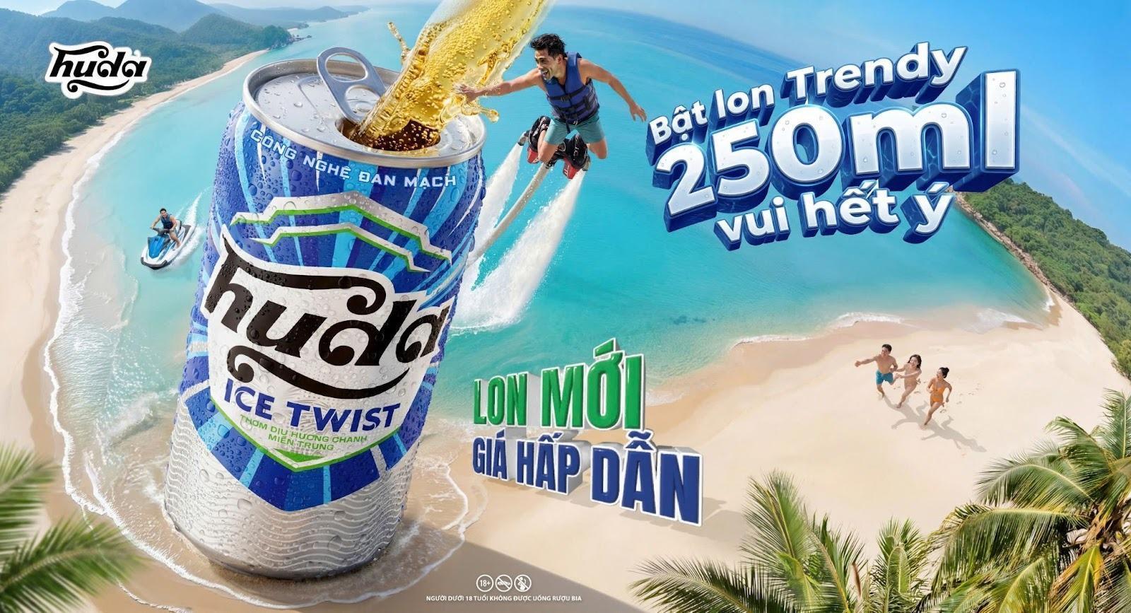 Mùa hè miền Trung vẫy gọi, Huda Ice Twist 250ml đáp lời với “con sóng niềm vui” bất tận