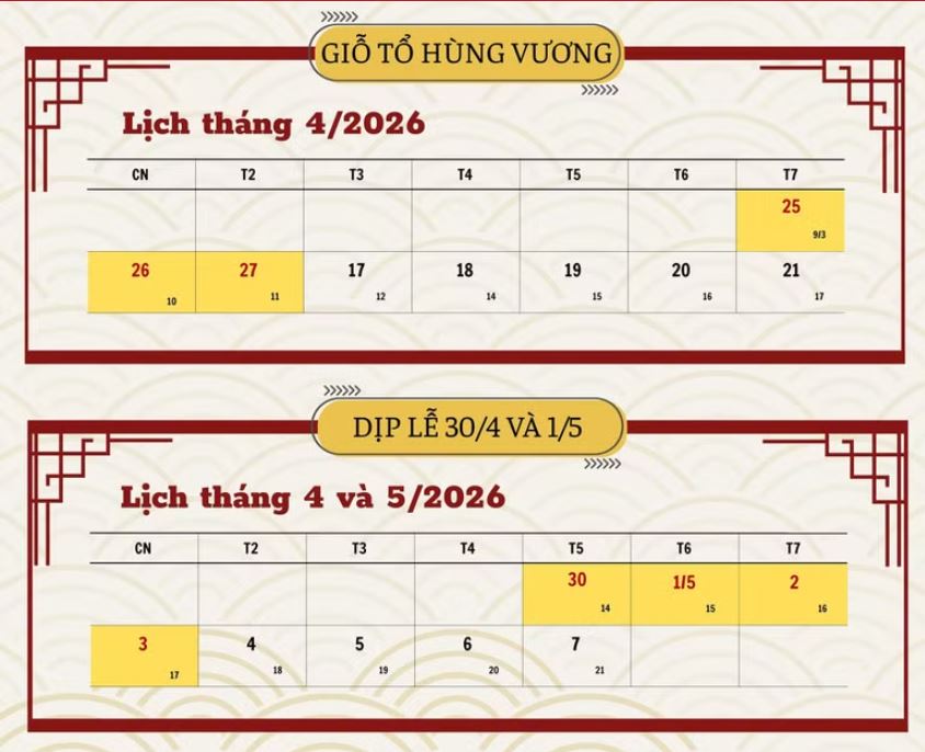 Bộ Nội vụ Không có chủ trương hoán đổi ngày nghỉ dịp Giỗ Tổ Hùng Vương và nghỉ lễ 30 4 và 1 5