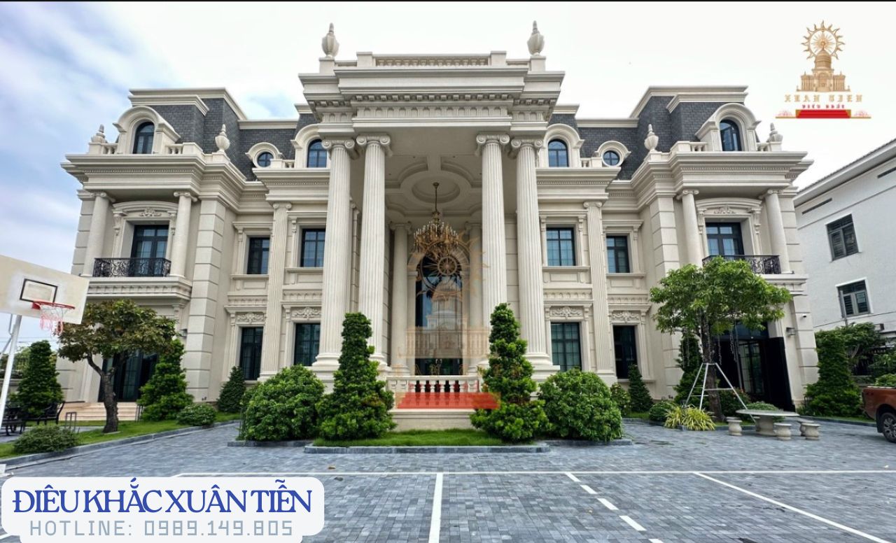 Đắp phù điêu, phào chỉ xi măng, hoa văn biệt thự lâu đài đẹp đẳng cấp