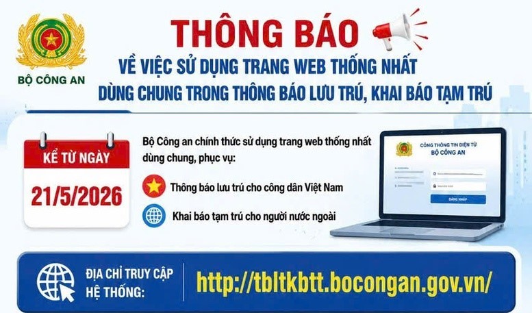 Từ 21 5, khai báo lưu trú, tạm trú cho người Việt Nam và người nước ngoài trên một trang web chung