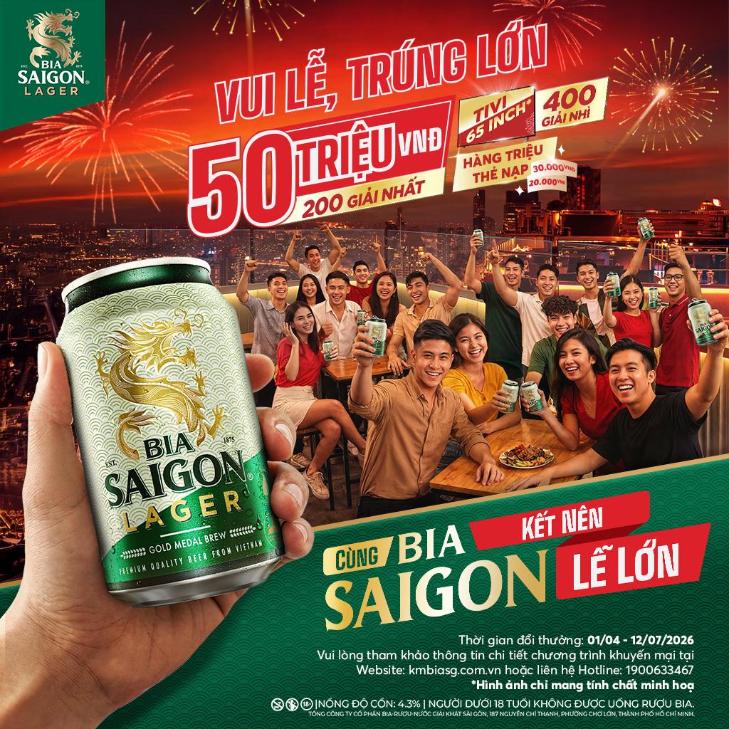 Dư âm lễ chưa hạ nhiệt Bia Saigon chơi lớn với chương trình khuyến mãi trúng đến 50 triệu, gắn kết mọi nhà
