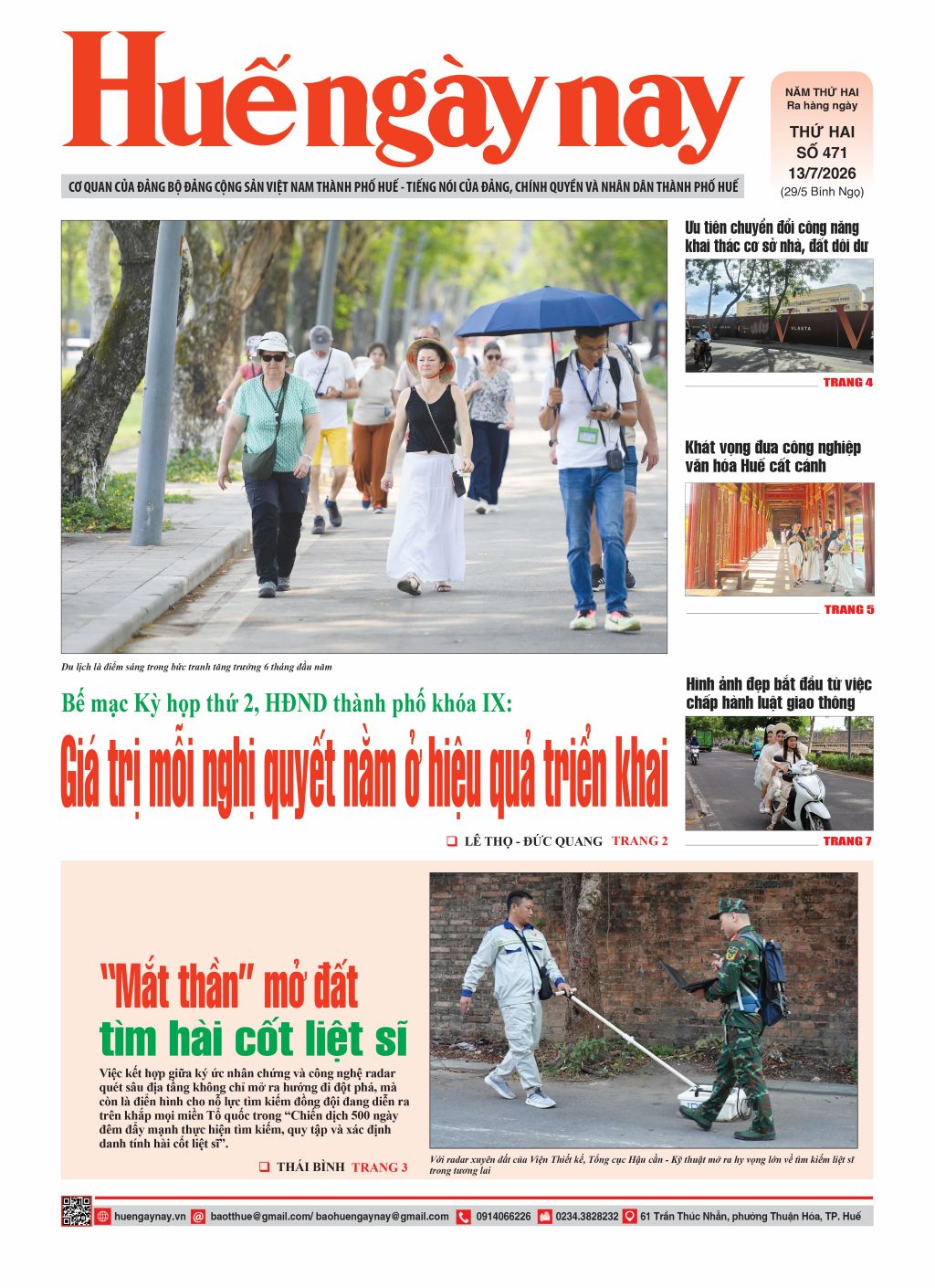 Đón đọc Huế Ngày nay số 0471, phát hành thứ Hai, ngày 13 7
