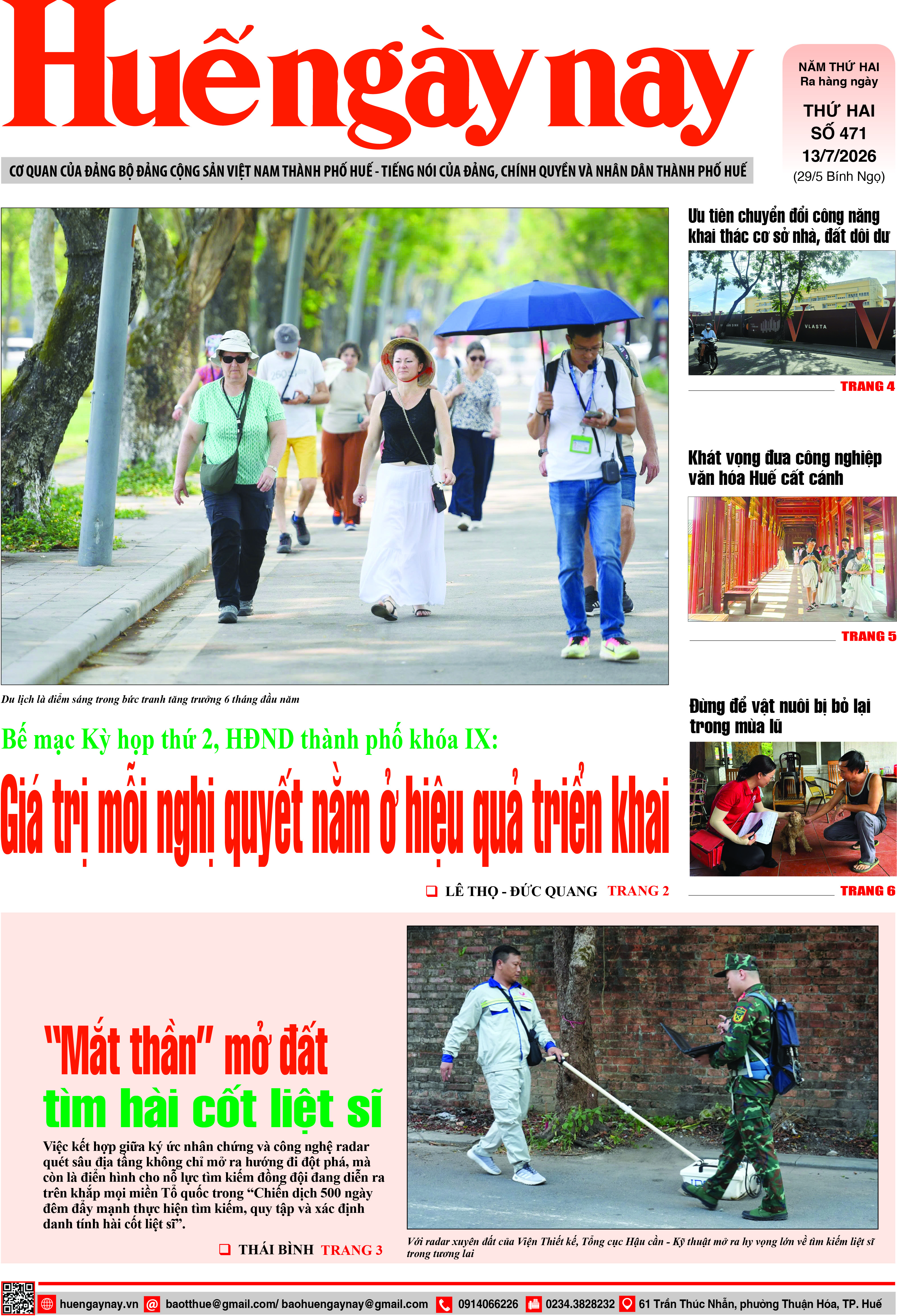 Đón đọc Huế Ngày nay số 0471, phát hành thứ Hai, ngày 13 7