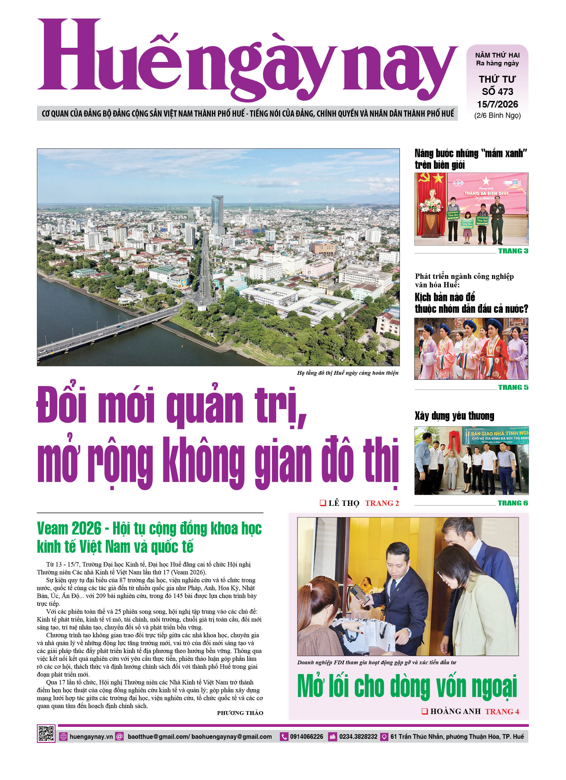 Đón đọc Huế Ngày nay số 473, phát hành thứ Tư, ngày 15 7 2026