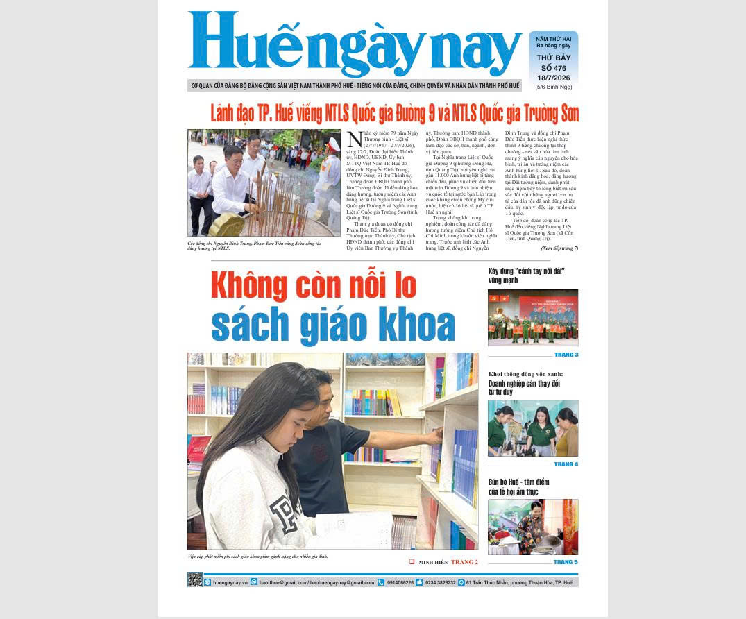 Đón đọc Huế Ngày nay số 476, phát hành ngày 18 7 2026