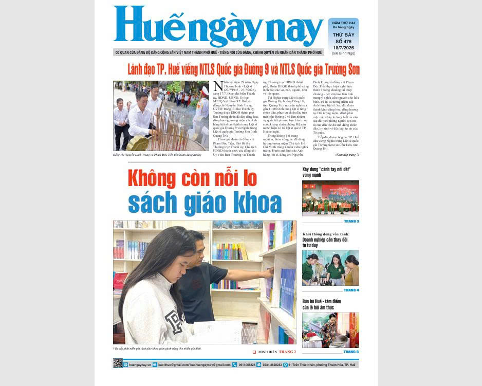Đón đọc Huế Ngày nay số 476, phát hành ngày 18 7 2026
