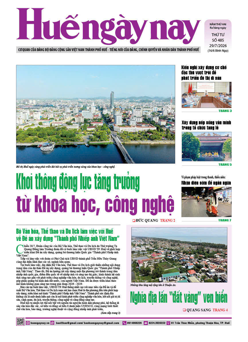 Đón đọc Huế ngày nay số 485, ngày 29 7 2026