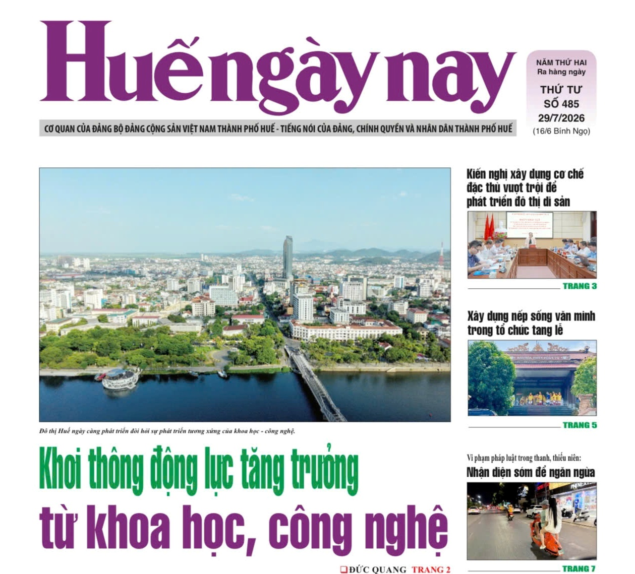 Đón đọc Huế ngày nay số 485, ngày 29 7 2026
