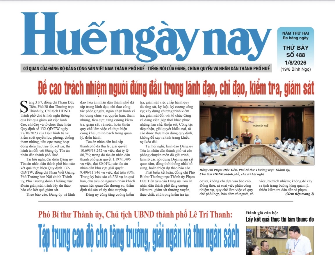 Đón đọc Huế ngày nay số 488, ngày 1 8 2026