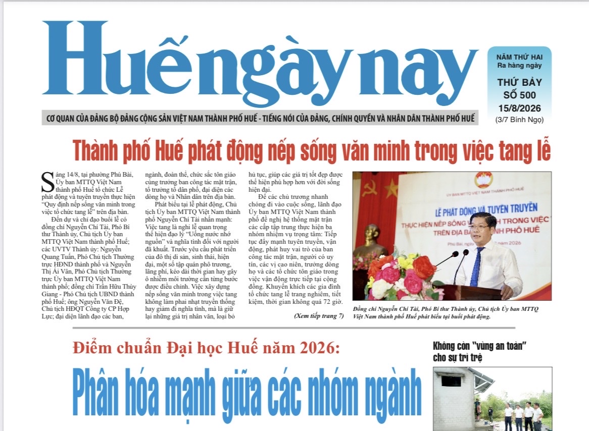Mời đón đọc Huế ngày nay số 500, phát hành ngày 15 8