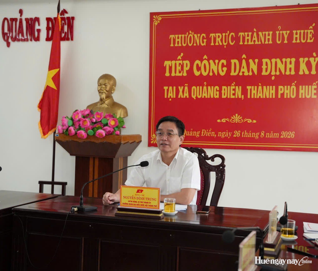 Bí thư Thành ủy Nguyễn Đình Trung tiếp công dân định kỳ tại xã Quảng Điền