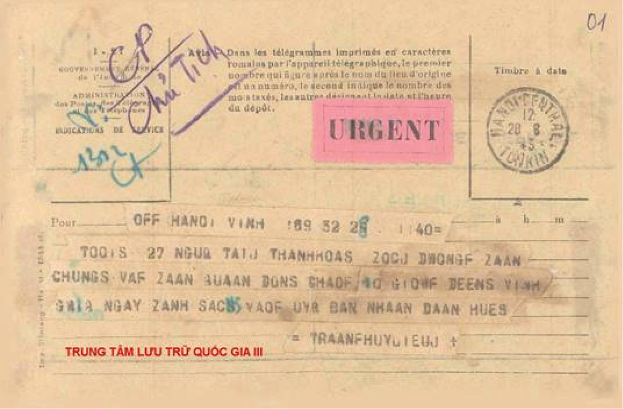Những bức điện trên đường vào Huế của phái đoàn Chính phủ lâm thời