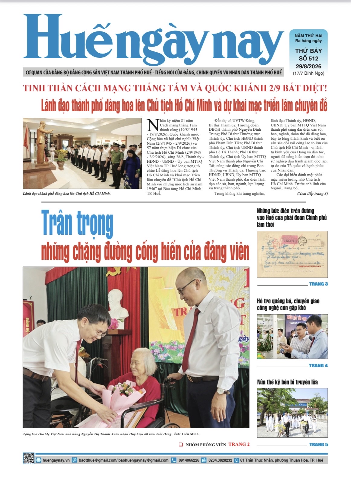 Mời đón đọc Huế ngày nay, phát hành ngày 29 8