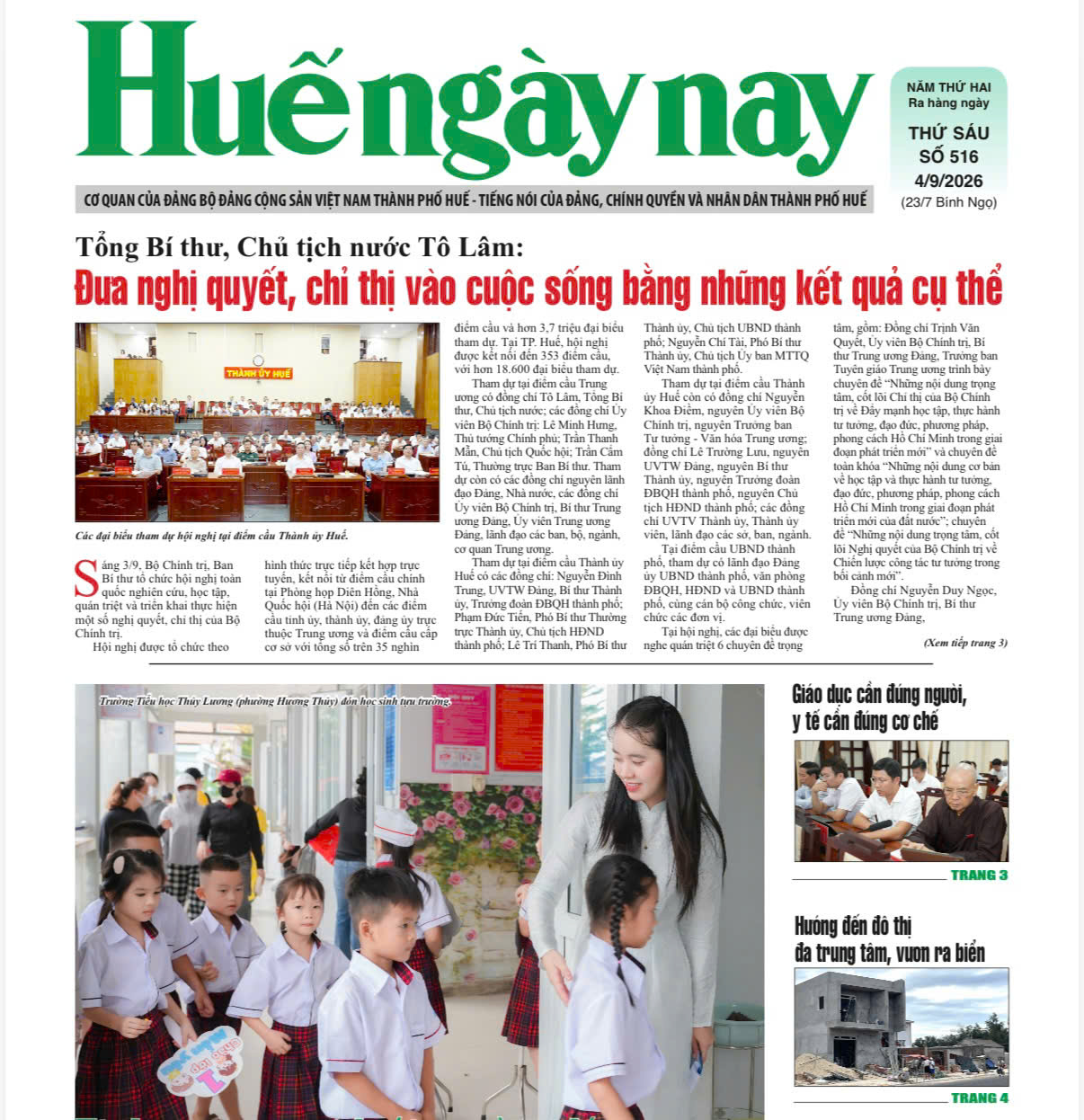 Đón đọc Huế ngày nay số 516, phát hành ngày 4 9