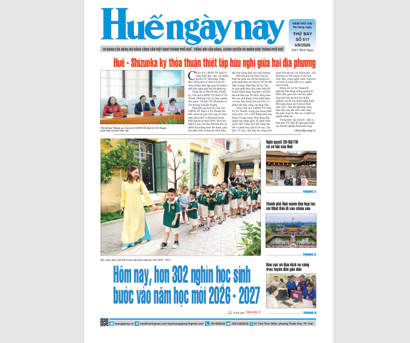Mời đón đọc Huế ngày nay số 517, phát hành ngày 5 9