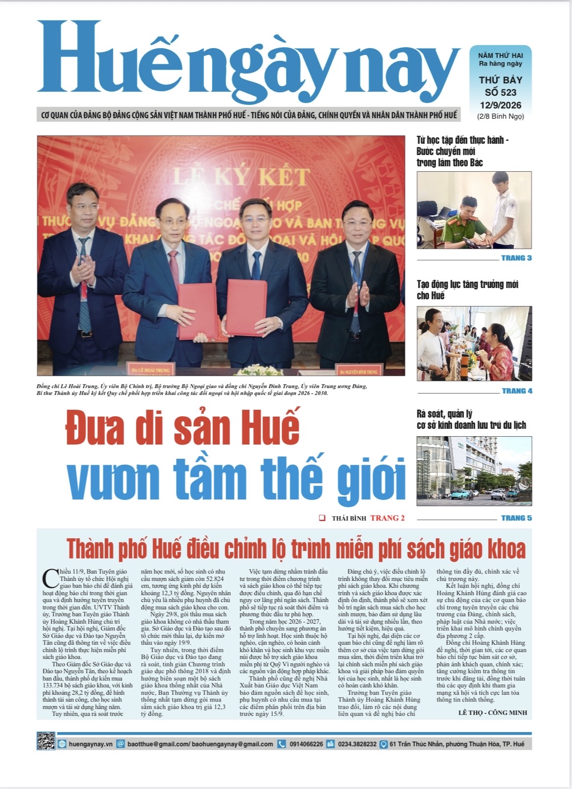 Đón đọc Huế ngày nay số 523, phát hành ngày 12 9