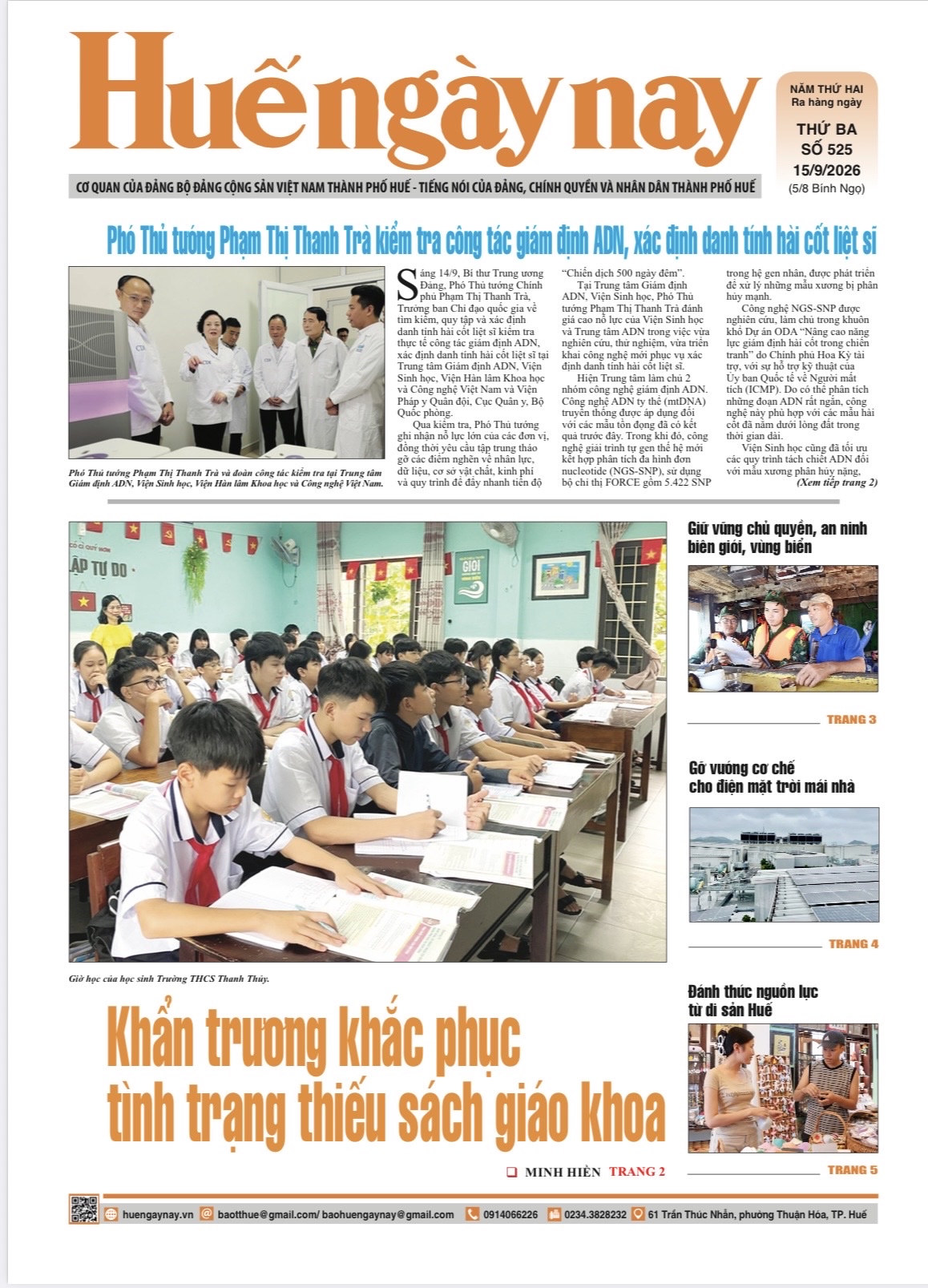 Mời đón đọc Huế ngày nay số 525, phát hành ngày 15 9