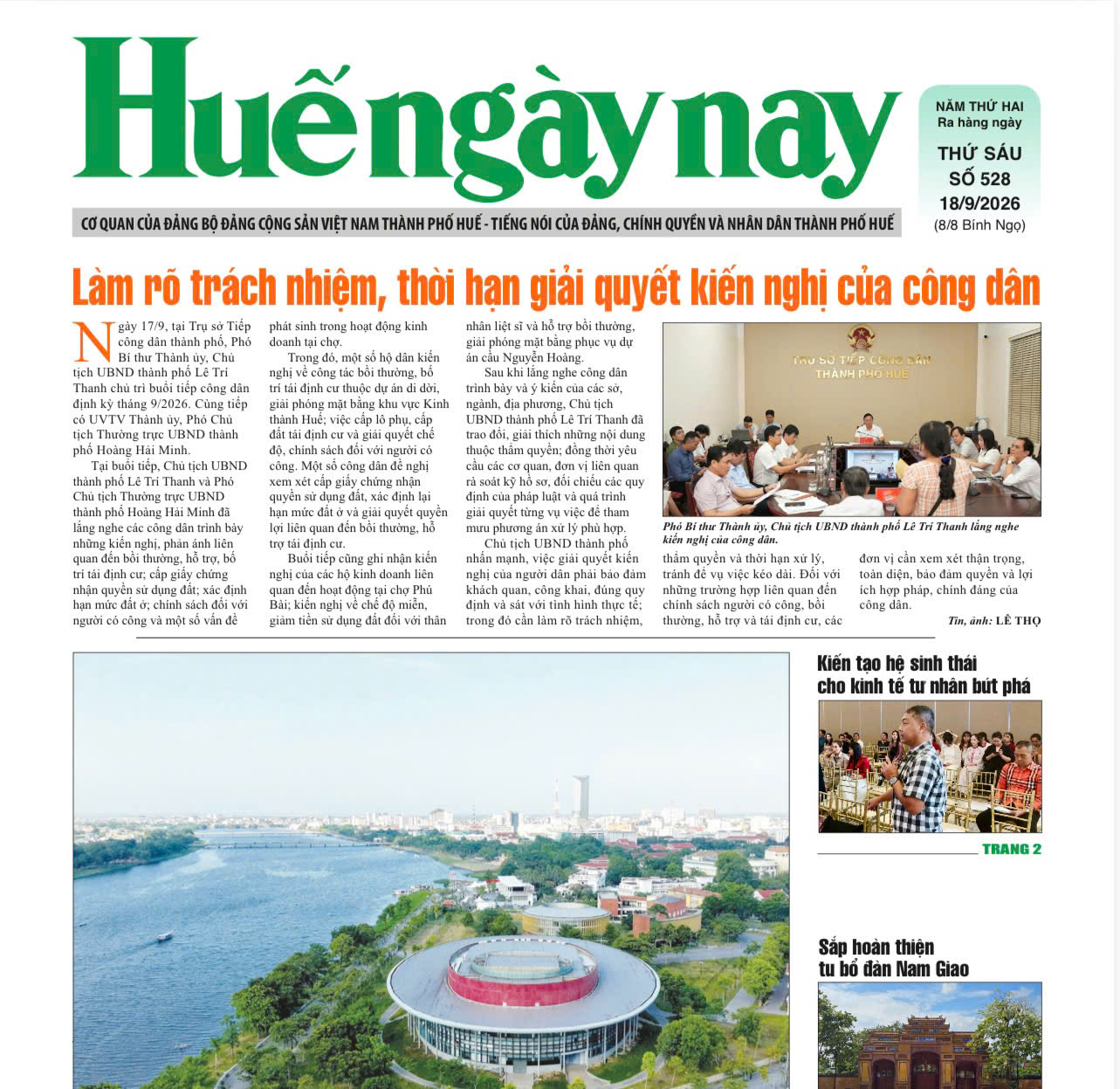 Đón đọc Huế ngày nay số 528, phát hành ngày 18 9