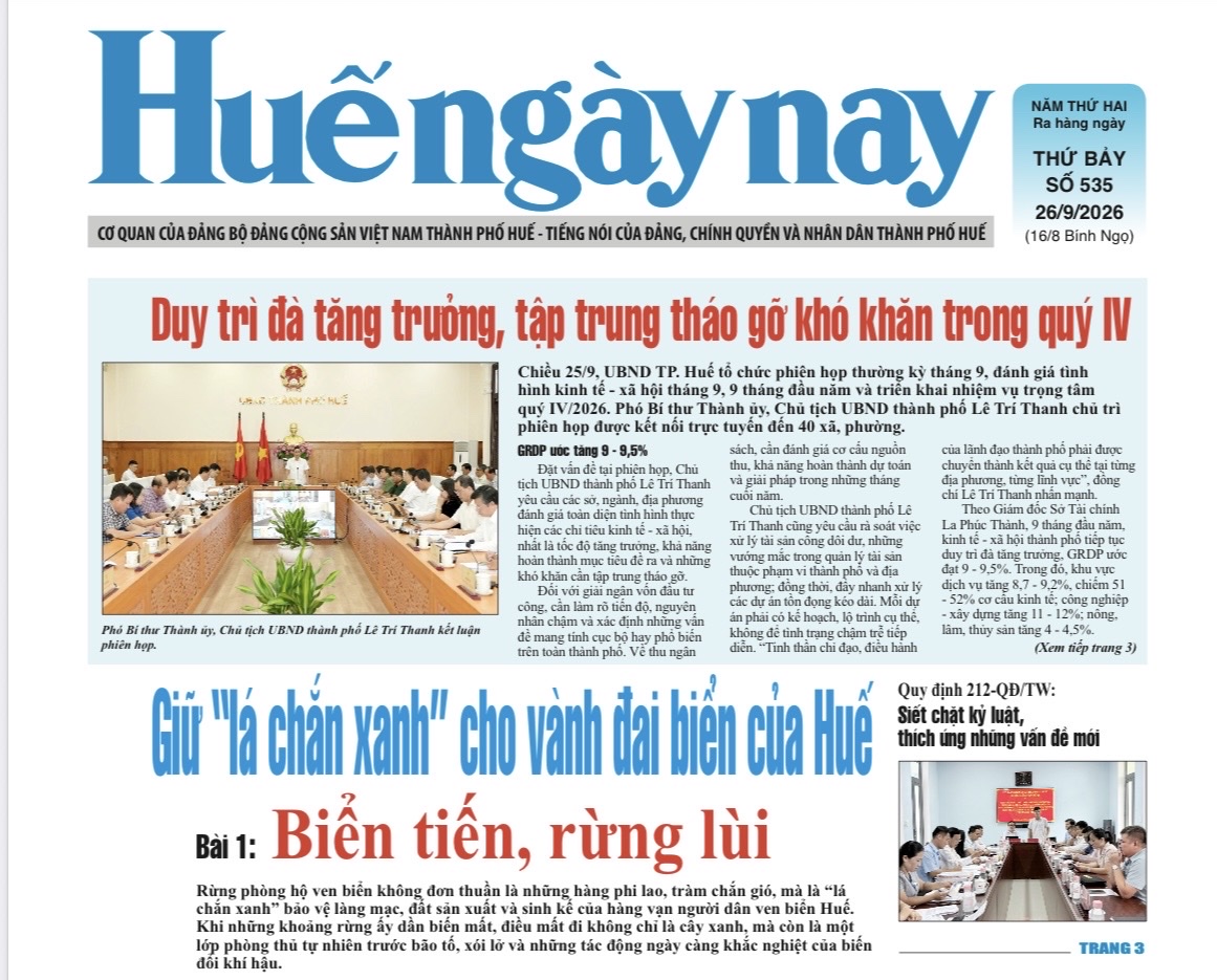 Đón đọc Huế ngày nay số 535, phát hành ngày 26 9