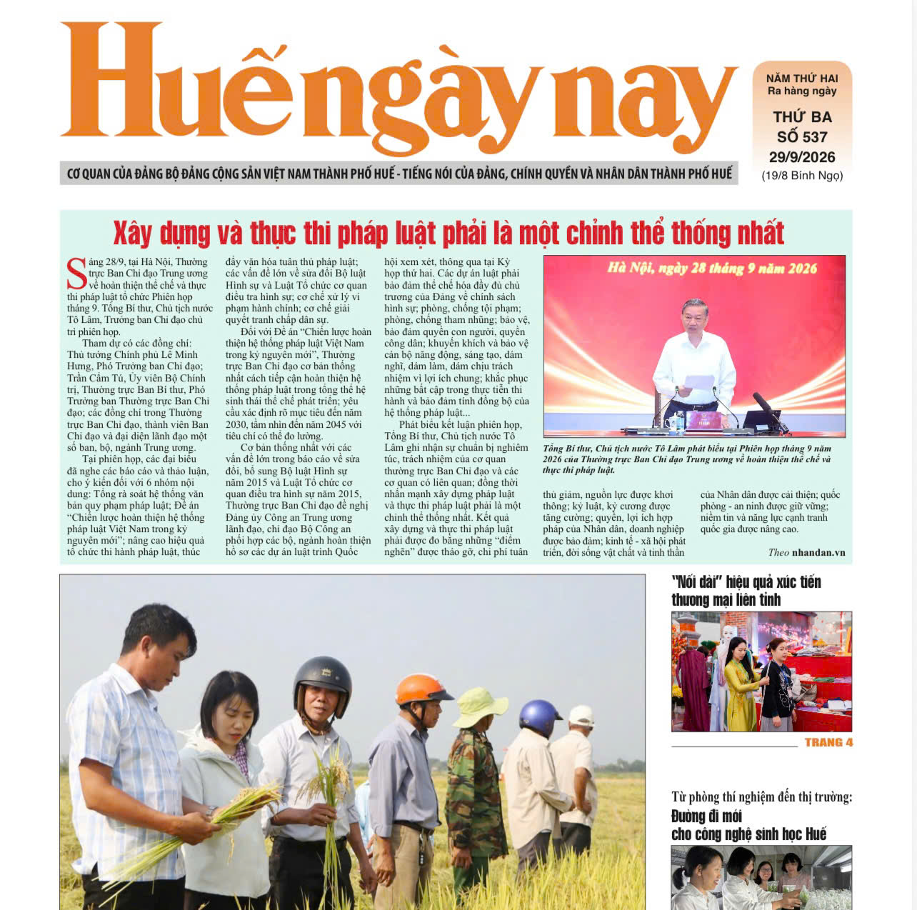 Đón đọc Huế ngày nay số 537, phát hành ngày 29 9