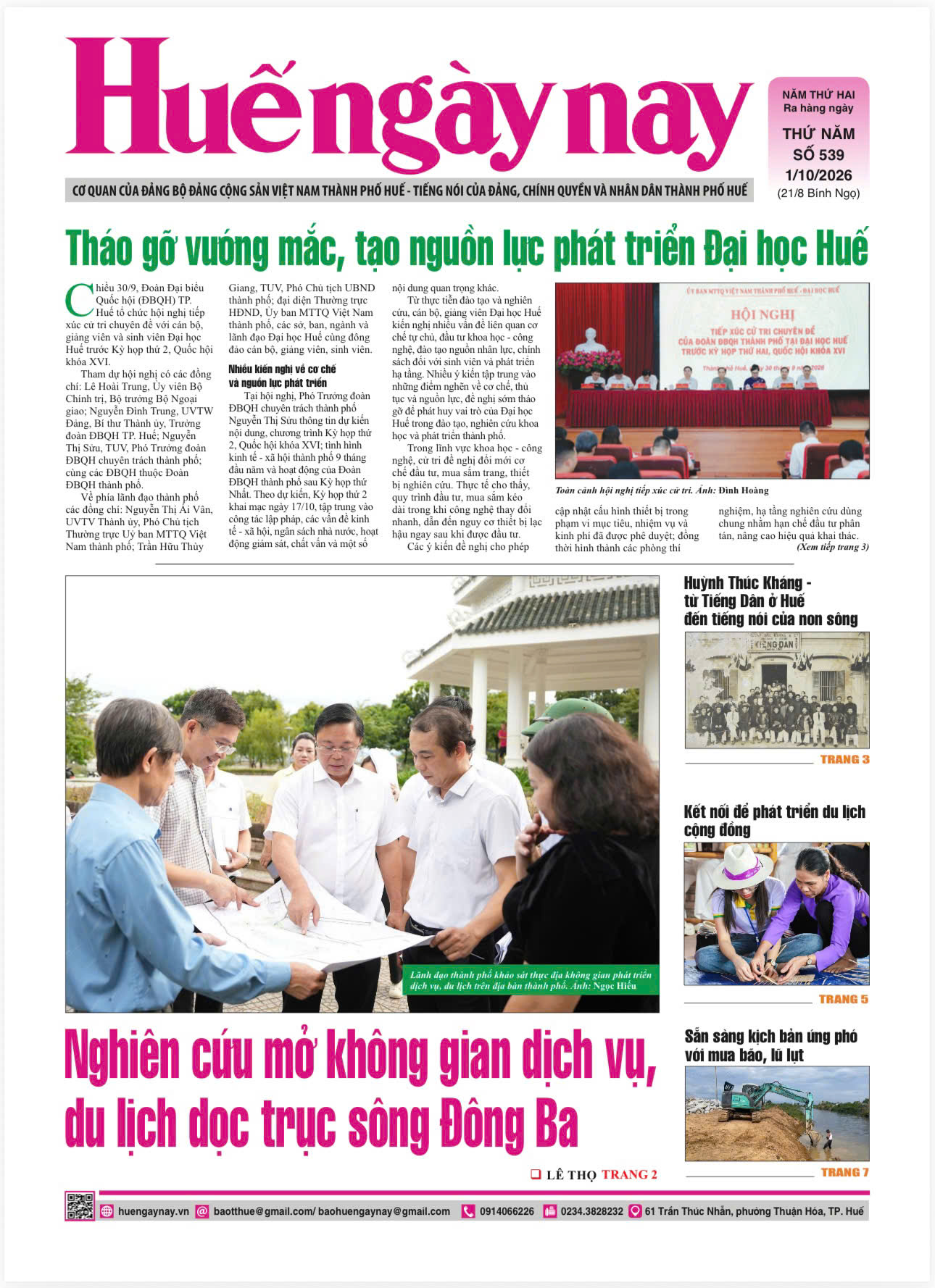 Đón đọc Huế ngày nay số 539, phát hành ngày 1 10